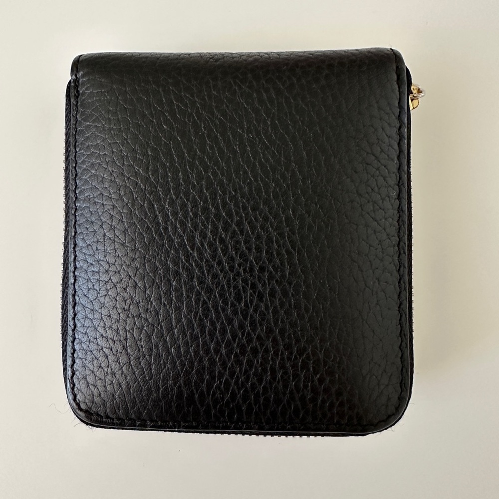 Cuyana small zip around wallet black leather